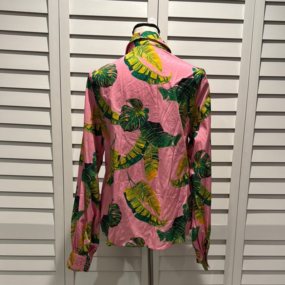 SHEIN NWOT Tropical colorful Leaf Printed Button Down Shirt in 100% Cotton - Picture 6 of 12
